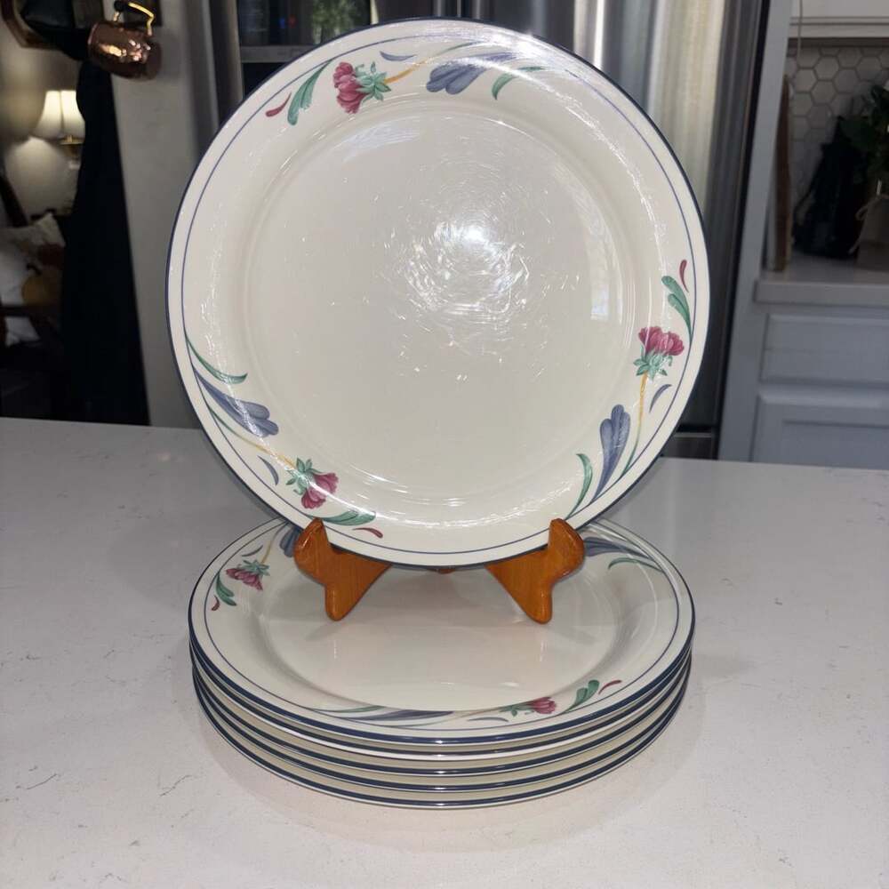 Lenox Chinastone Poppies On Blue Dinner Plates Set of 6